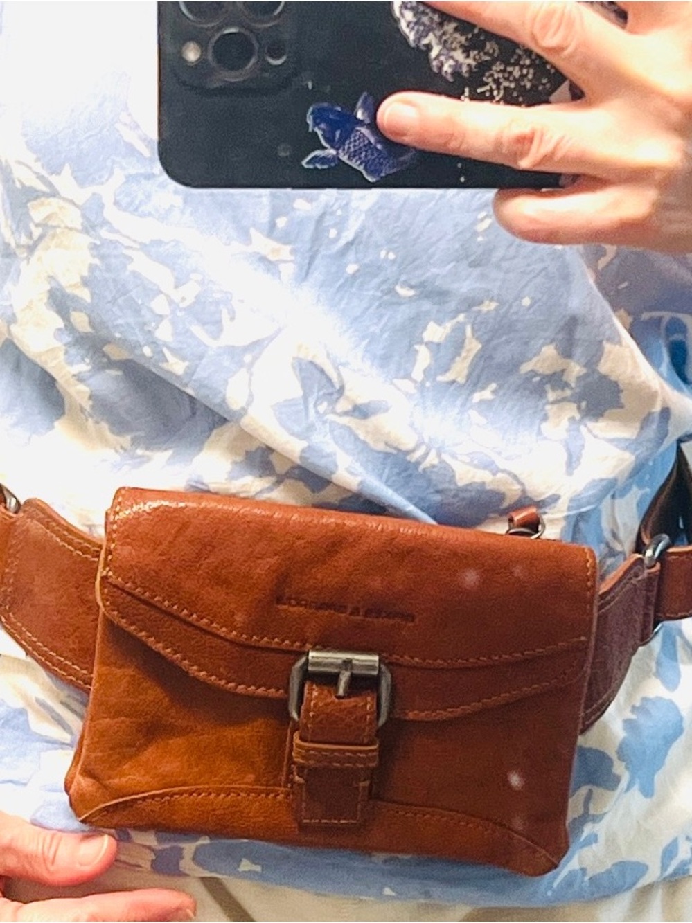 Faux Leather Belt Bag in Cognac Brown - Picture 2 of 10